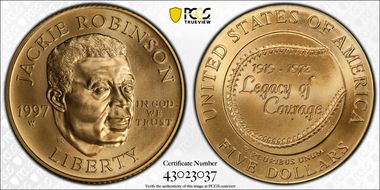 1997-W $5 Jackie Robinson MS69