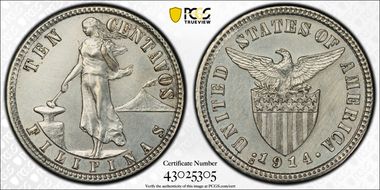 1914-S 10C Allen 8.10a Short Bar N1