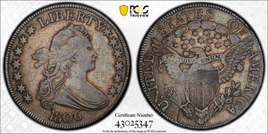 1806 50C Pointed 6, Stem F15