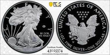 2020-W  $1 Silver Eagle - v75 Privy PR70DCAM