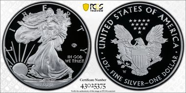 2020-W  $1 Silver Eagle - v75 Privy PR70DCAM