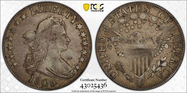 1806 50C 6 over Inverted 6 XF40