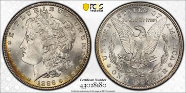 1886 $1 VAM 1A, Line in 6 MS66