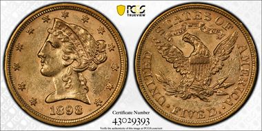 1898 $5 MS61