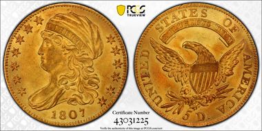 1807 $5 Capped Bust MS63