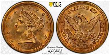 1870-S $2.50 MS64