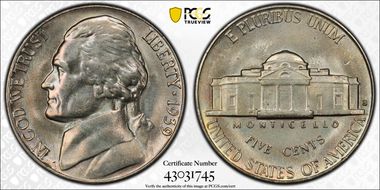 1939-S 5C Reverse of 1938 MS65