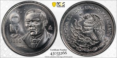 1990-Mo 50 Peso MS67
