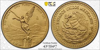 2020-Mo 1/10 oz Libertad Gold MS70