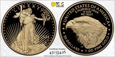 2021-W $50 Gold Eagle - Type 2 First Strike PR70DCAM