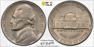 1939-S 5C Reverse of 1938 AU58