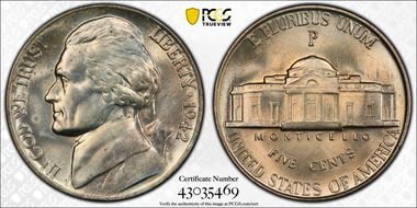 1942-P 5C Silver MS66