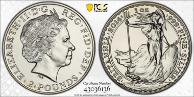 2014 £2 S-BF2F Britannia Mule w/Lunar Obv MS66