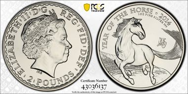 2014 £2 Lunar Mule w/ Britannia Obv MS65