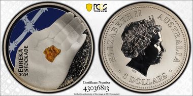 2004 $5 Eureka Stockade Colorized MS70