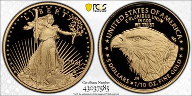 2021-W $5 Gold Eagle - Type 2 First Strike PR70DCAM