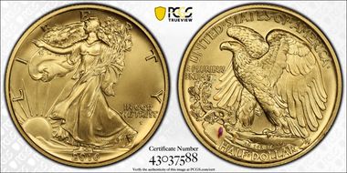 2016-W 50C 100th Anniversary Gold SP69