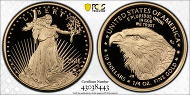 2021-W $10 Gold Eagle - Type 2 First Strike PR70DCAM