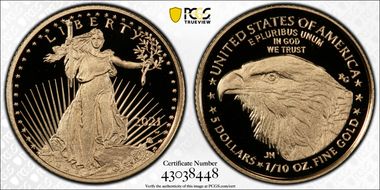 2021-W $5 Gold Eagle - Type 2 First Strike PR70DCAM