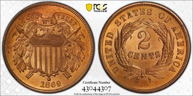 1869 2C MS66RD