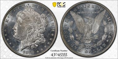 1878 8TF $1 MS62PL