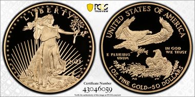 2021-W $50 Gold Eagle - Type 1 First Strike PR70DCAM
