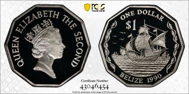 1990 $1 Columbus KM-99a Silver PR69DCAM