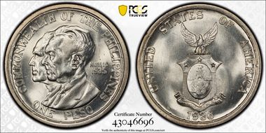 1936-M Peso Murphy-Quezon MS63