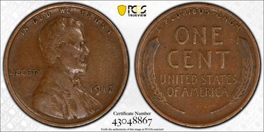 1917 1C Doubled Die Obverse VF35BN