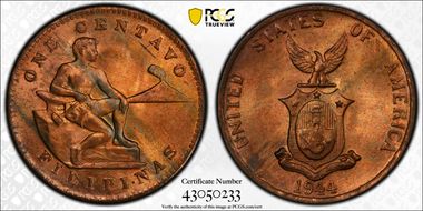 1944-S 1C KM-179 MS64RB