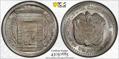 1956 Peso 200th Ann. Popayan Mint MS67