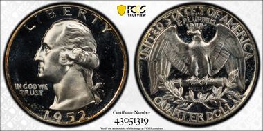 1952 25C PR67CAM