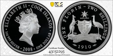 2008 $1 Historical Australian Coins 1910 Florin PR70DCAM