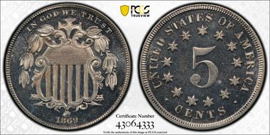 1869 5C PR65CAM