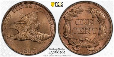 1857 1C Clash w/ 50C, FS-402 MS64