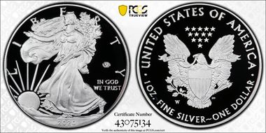 2020-W  $1 Silver Eagle - v75 Privy First Strike PR70DCAM