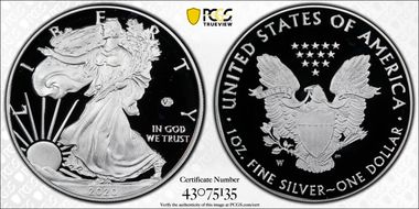 2020-W  $1 Silver Eagle - v75 Privy First Strike PR69DCAM