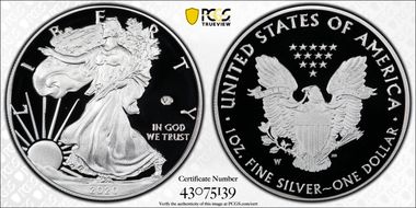 2020-W  $1 Silver Eagle - v75 Privy First Strike PR69DCAM