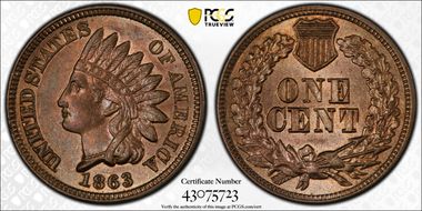 1863 1C AU58+