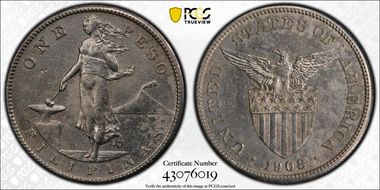 1908-S Peso KM-172  Ag N1