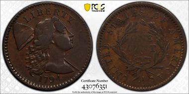 1794 1C No Fraction Bar, S-64 VF25BN