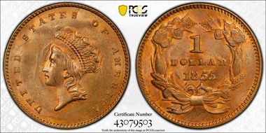 1855 G$1 MS63+