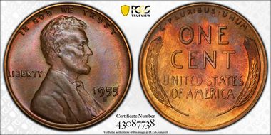 1955-S 1C MS66BN