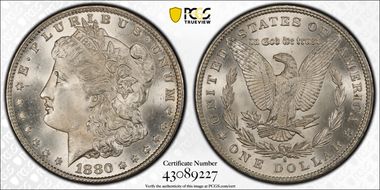 1880/9-S $1 VAM 11, 0/9 Overdate MS65