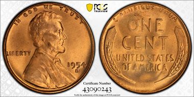 1954-S 1C MS66RD