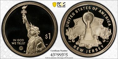 2019-S $1 American Innovation NJ Edison Light Bulb PR69DCAM