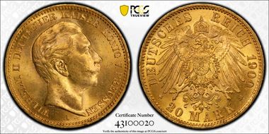 1900-A 20 Mk J-252 MS65+