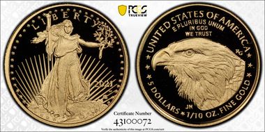 2021-W $5 Gold Eagle - Type 2 First Strike PR70DCAM
