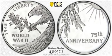 (2020) Medal End of World War II 75th Anniv. PR70DCAM