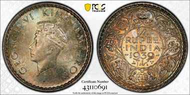 1939(B) 1/4 Rup SW-9.79 MS65